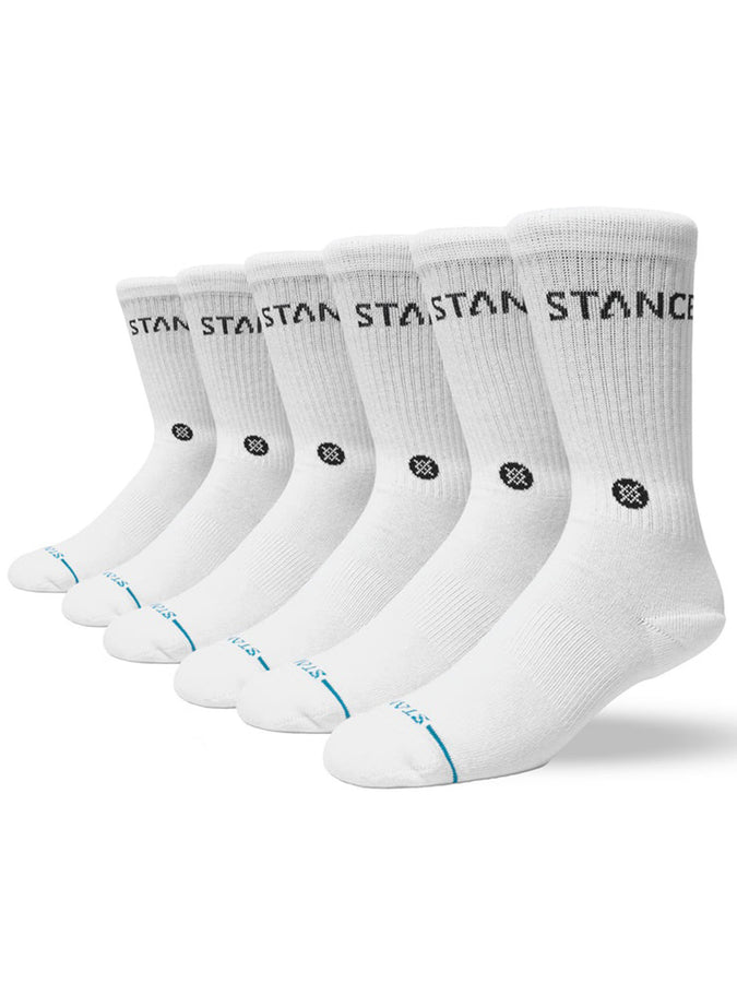 Stance Origin Crew 6 Pack White Socks (Youth 7-14) | WHITE (WHT)