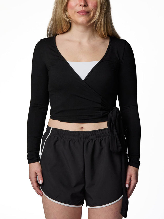 Nana The Brand Ashanti Wrap Long Sleeve T-Shirt Fall 2026 | BLACK