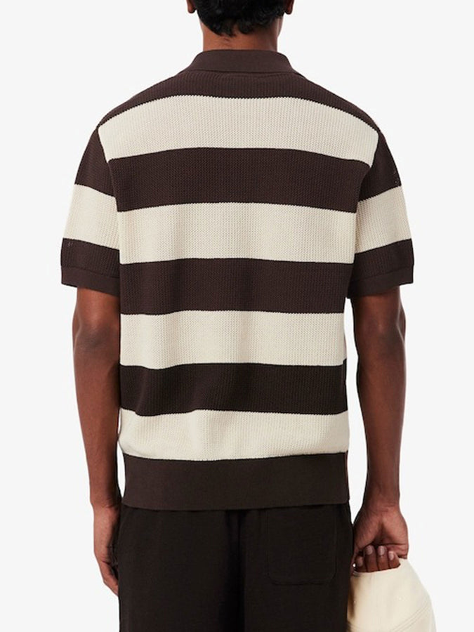 Lacoste Stripped Collar Short Sleeve Polo Spring 2026 | BEIGE/MARRON (4I9)