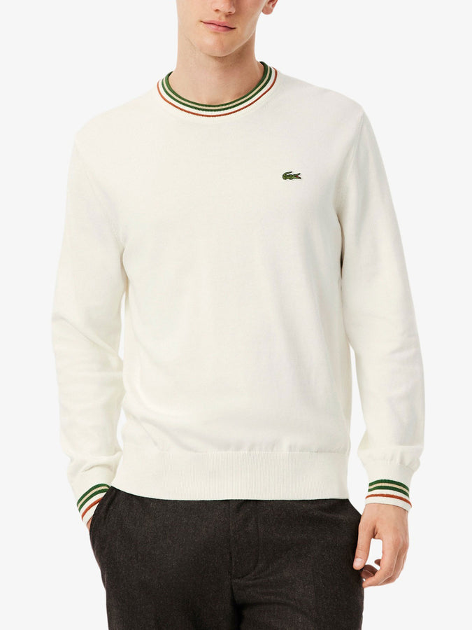 Lacoste Striped Cotton Jersey Sweater Fall 2026 | WHITE/GREEN (X0N)