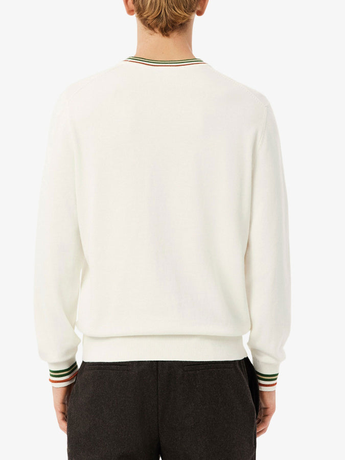 Lacoste Striped Cotton Jersey Sweater Fall 2026 | WHITE/GREEN (X0N)