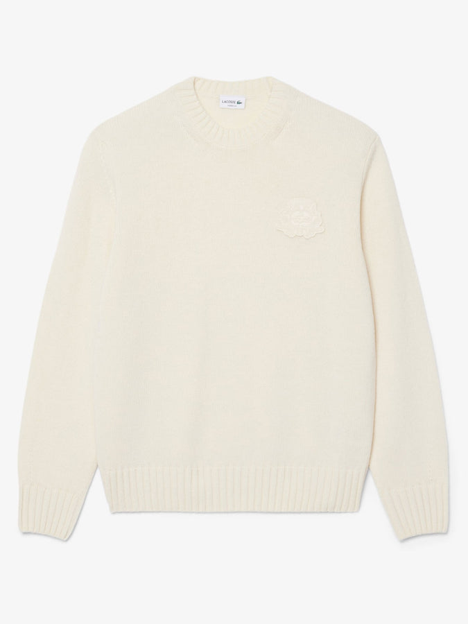 Lacoste Embroidered Shield Wool Sweater Fall 2026 | CREAM (XFJ)