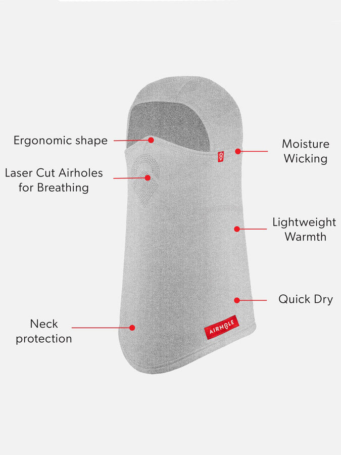 Airhole Hinge Laser Drytech Balaclava Winter 2025 | HEATHER GREY (HRGY)