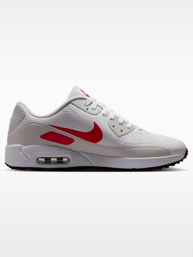 Nike Golf Air Max 90 White/Fire Red Shoes Fall 2026 | WHITE/RED/LT OREWOOD BRN (107)