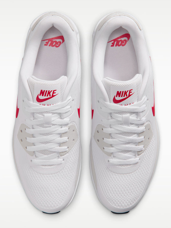 Nike Golf Air Max 90 White/Fire Red Shoes Fall 2026 | WHITE/RED/LT OREWOOD BRN (107)
