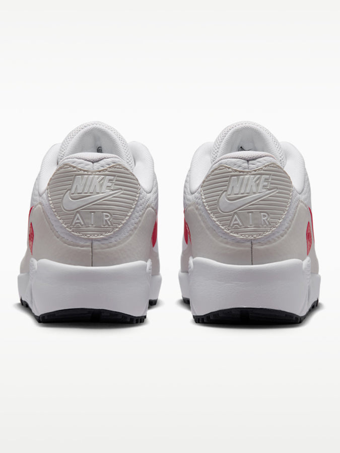 Nike Golf Air Max 90 White/Fire Red Shoes Fall 2026 | WHITE/RED/LT OREWOOD BRN (107)