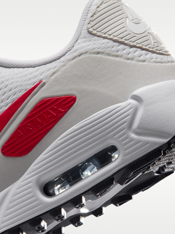 Nike Golf Air Max 90 White/Fire Red Shoes Fall 2026 | WHITE/RED/LT OREWOOD BRN (107)
