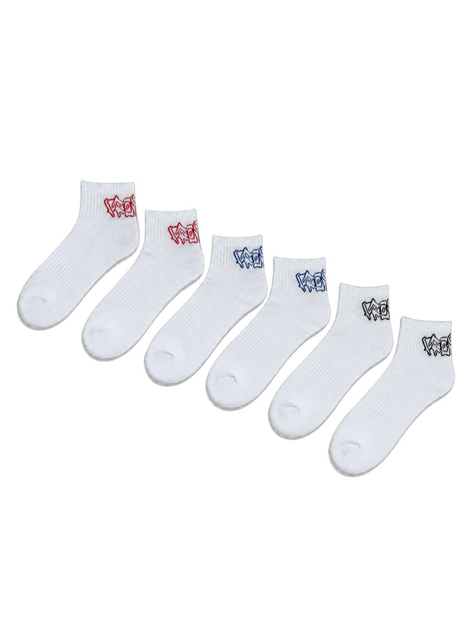 Frosted Skateboards Logo Ankle 3 Packs Socks | WHITE/ASSORTED