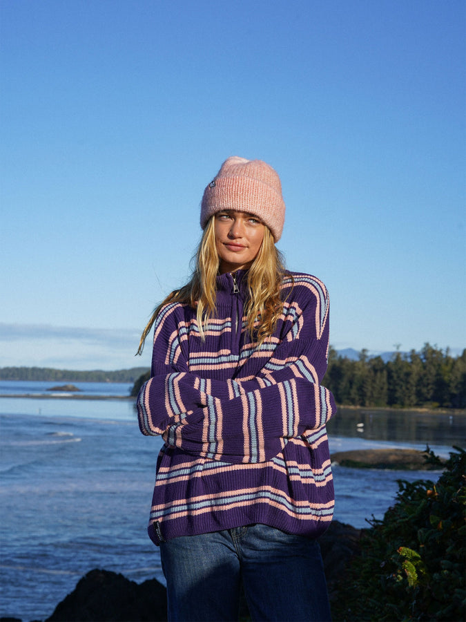Notice The Reckles Arctic Dawn 1/2 Zip Sweater Holiday 2026 | NAVY PURPLE/BABY BLUE/SALMON