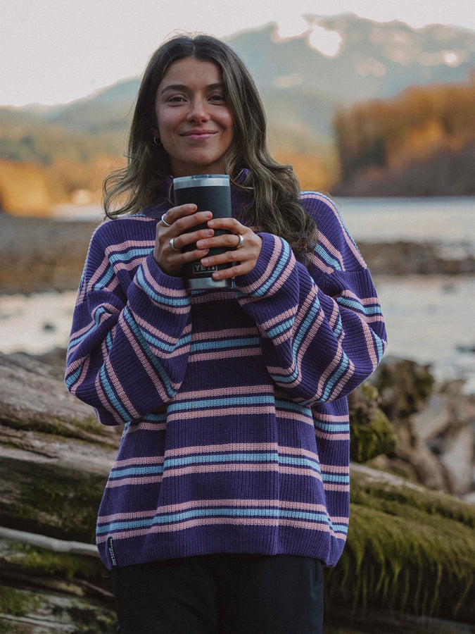 Notice The Reckles Arctic Dawn 1/2 Zip Sweater Holiday 2026 | NAVY PURPLE/BABY BLUE/SALMON