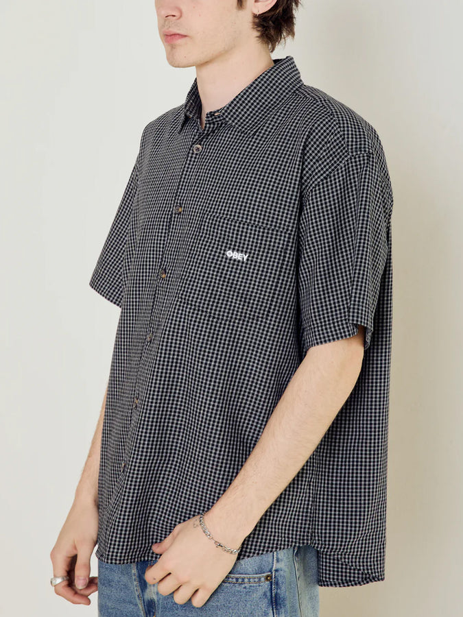 Obey Bigwig Frank Short Sleeve Buttondown Shirt Summer 2026 | BLACK MULTI (BKM)