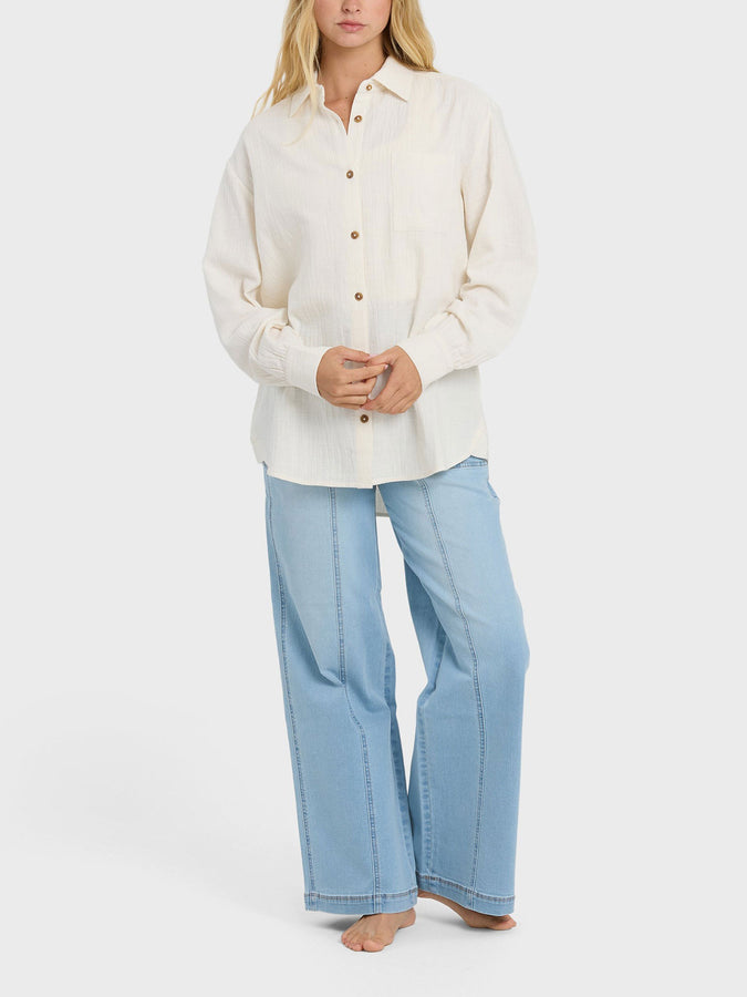Billabong Wanderer Solid L/S Buttondown Shirt Spring 2026 | SALT CRYSTAL (SCS1)
