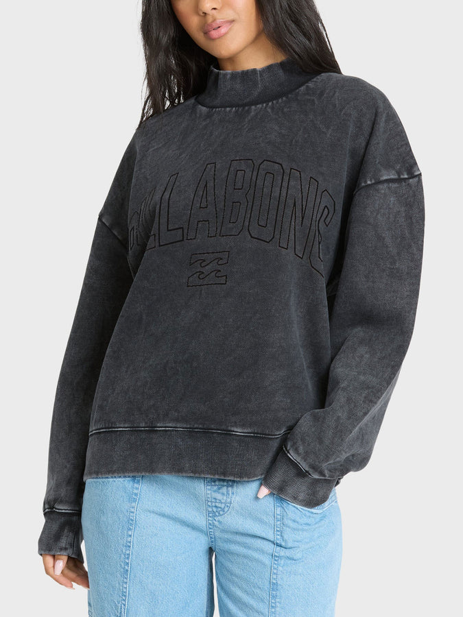 Billabong Sun Washed Mock Neck Crewneck Sweatshirt Fall 2026 | BLACK SANDS (BSD1)