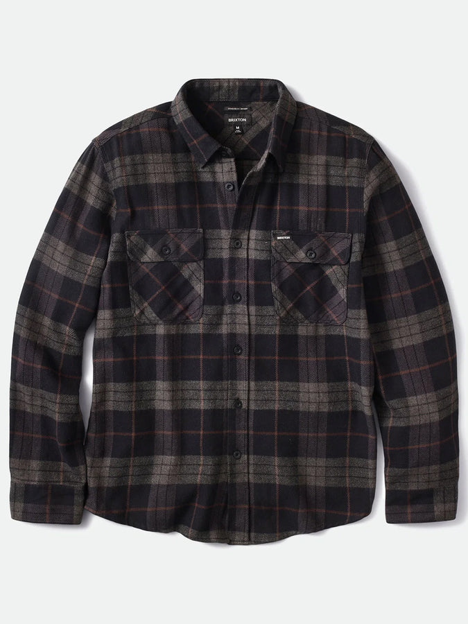 Brixton Bowery Flannel Long Sleeve Buttondown Shirt Fall 2026 | BLACK/CHARCOAL