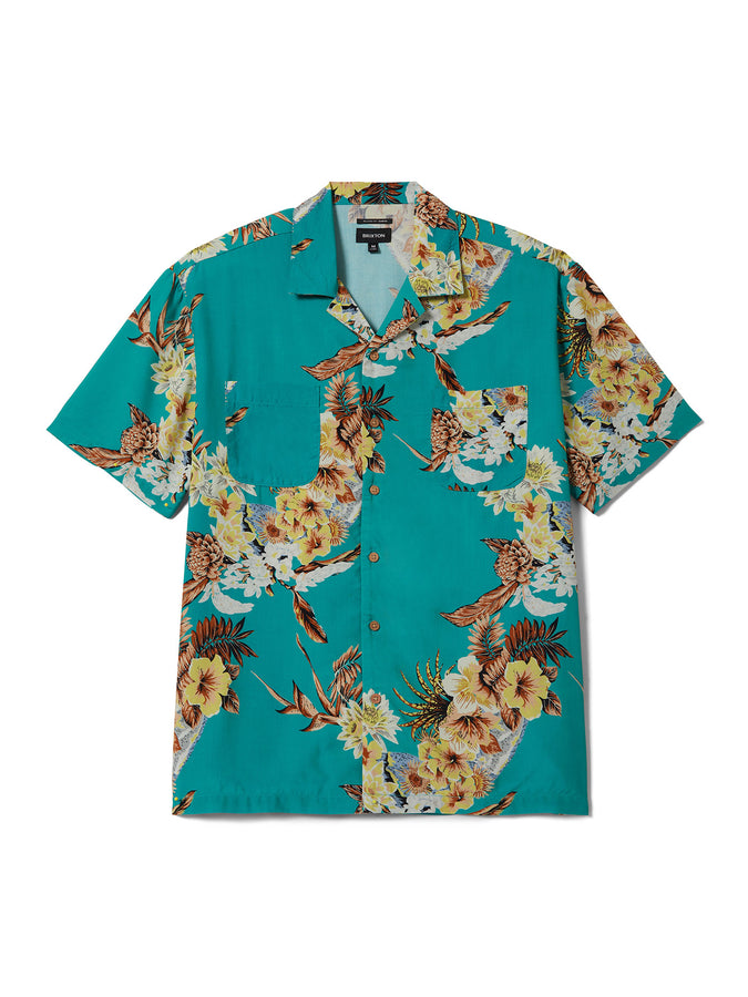 Brixton Bunker Vacation Short Sleeve Buttondown Shirt Spring 2026 | RETRO GREEN