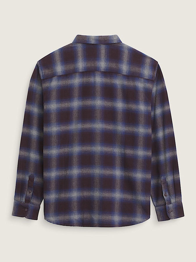 Vans Bixby Plaid Flannel Long Sleeve Buttondown Shirt | DARK PORT/PEWTER HEATHER (F0L)