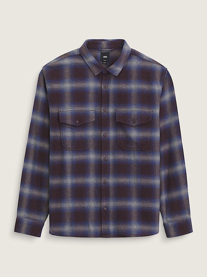 Vans Bixby Plaid Flannel Long Sleeve Buttondown Shirt | DARK PORT/PEWTER HEATHER (F0L)