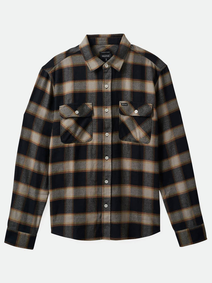 Brixton Bowery Flannel Long Sleeve Buttondown Shirt Fall 2026 | BLACK/CREAM
