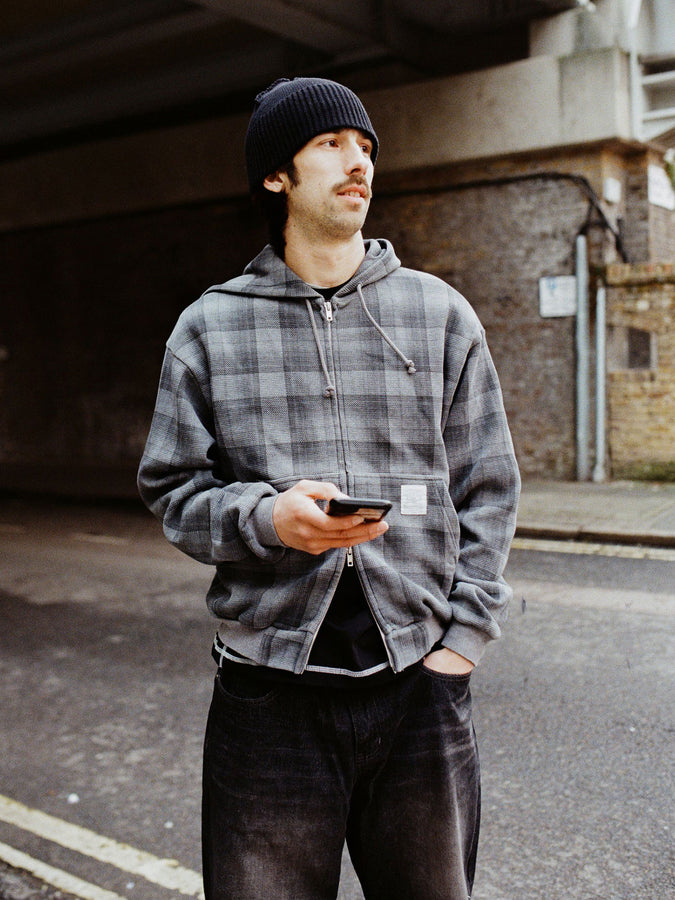 Butter Goods Waffle Zip Hoodie Spring 2026 | GREY PLAID