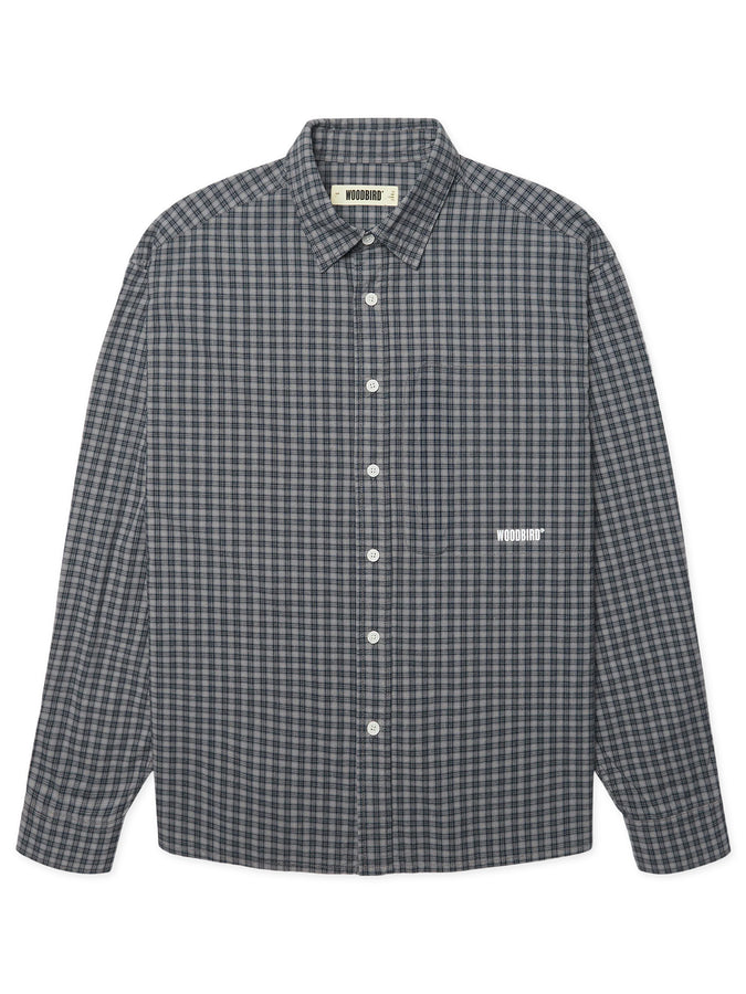 Woodbird Buzo Yu Check Long Sleeve Buttondown Shirt Fall 2026 | BLUE