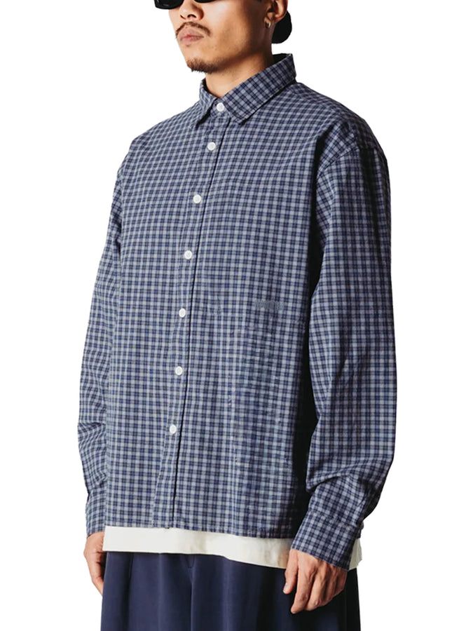 Woodbird Buzo Yu Check Long Sleeve Buttondown Shirt Fall 2026 | BLUE