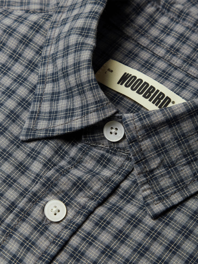 Woodbird Buzo Yu Check Long Sleeve Buttondown Shirt Fall 2026 | BLUE