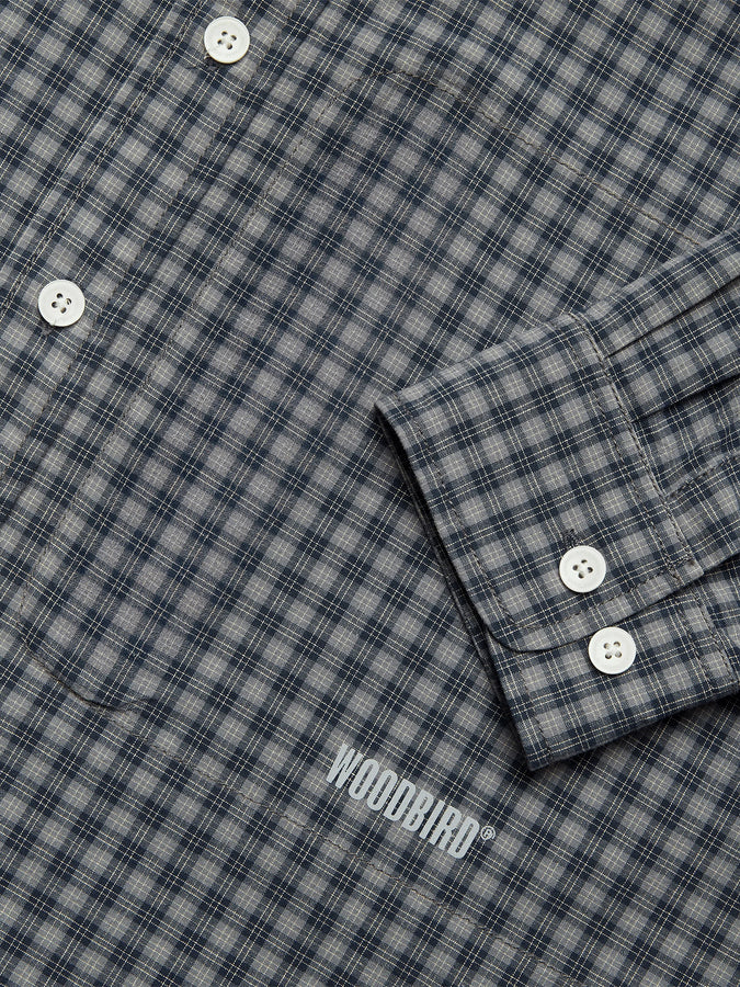 Woodbird Buzo Yu Check Long Sleeve Buttondown Shirt Fall 2026 | BLUE