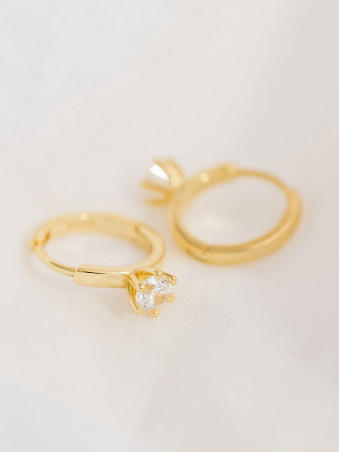 Sarahsilver Zircon Hoops Gold Earrings | GOLD