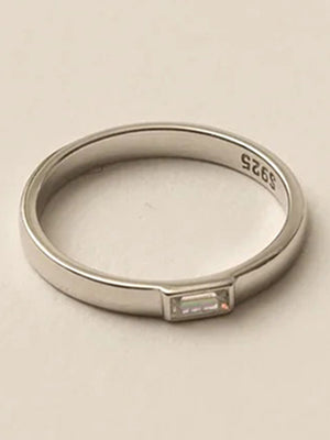 Sarahsilver Zircon Simple Silver Ring