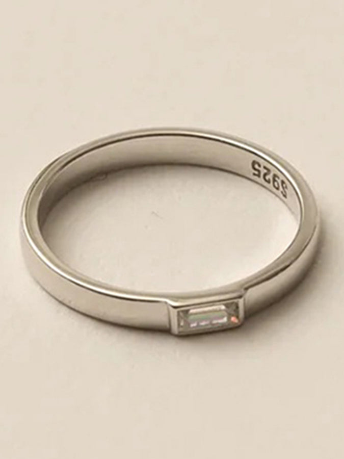 Sarahsilver Zircon Simple Silver Ring | SILVER