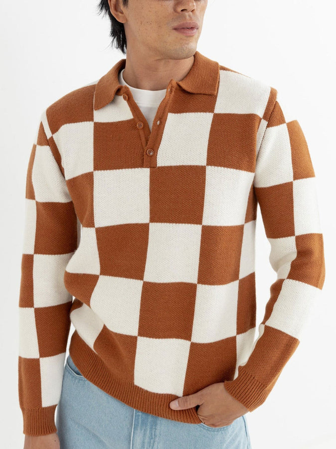 Rhythm Rhumba Check Polo Sweater Spring 2026 | BROWN