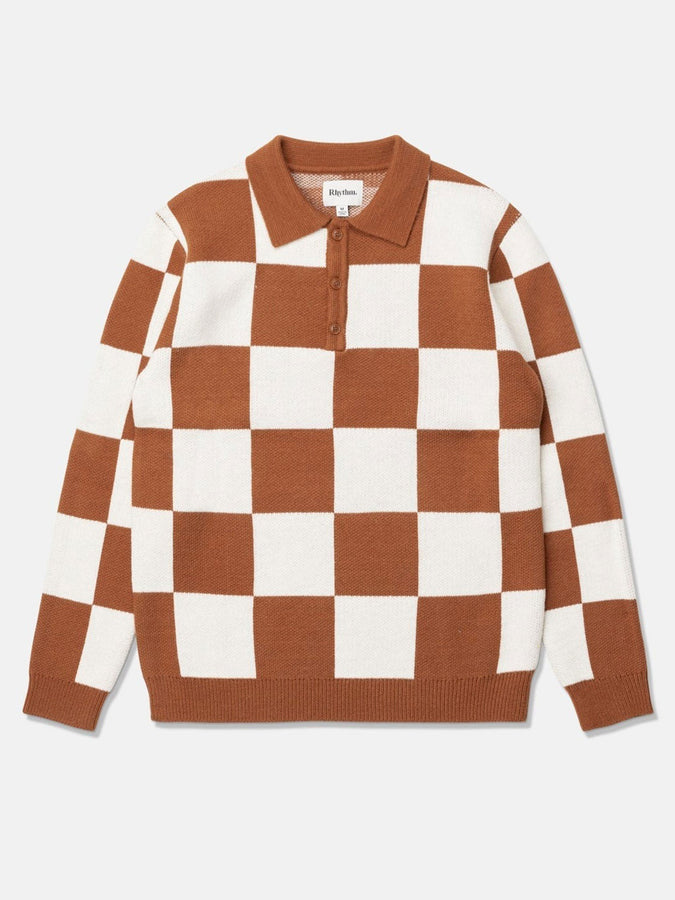 Rhythm Rhumba Check Polo Sweater Spring 2026 | BROWN