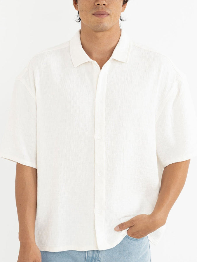 Rhythm Leads Relaxed Check S/S Buttondown Shirt Summer 2026 | WHITE
