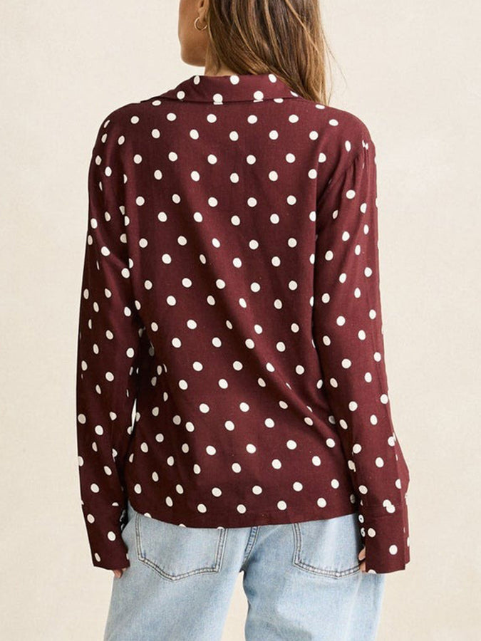 Rhythm Polka Dot Tie Front Long Sleeve Top Fall 2026 | CAFE