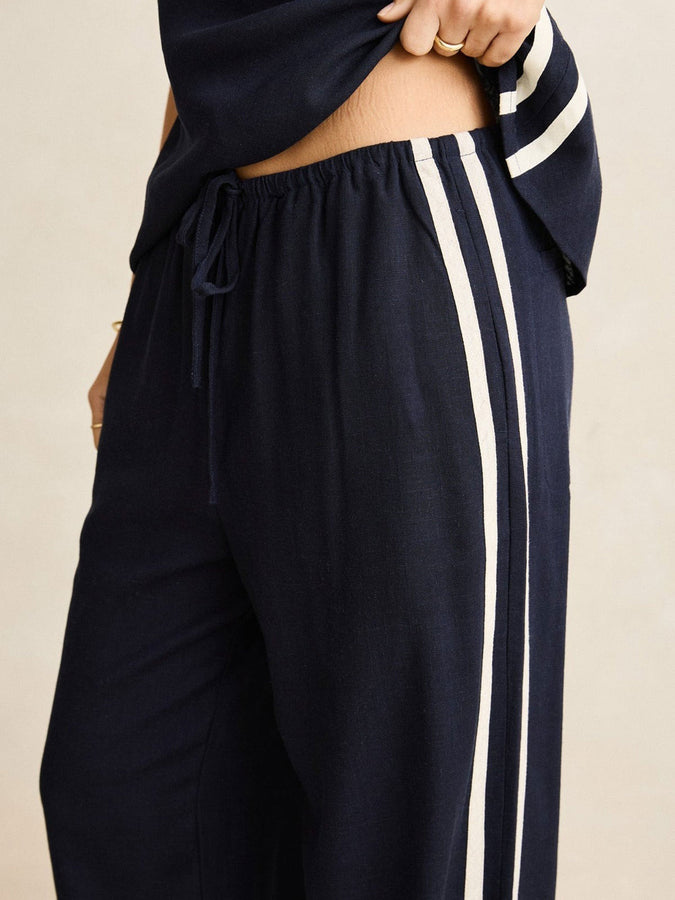 Contrast Linen Track Pants