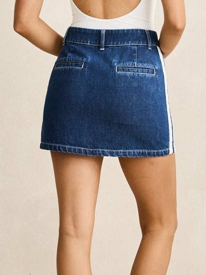 Rhythm Contrast Denim Skirt Fall 2026 | BLUE
