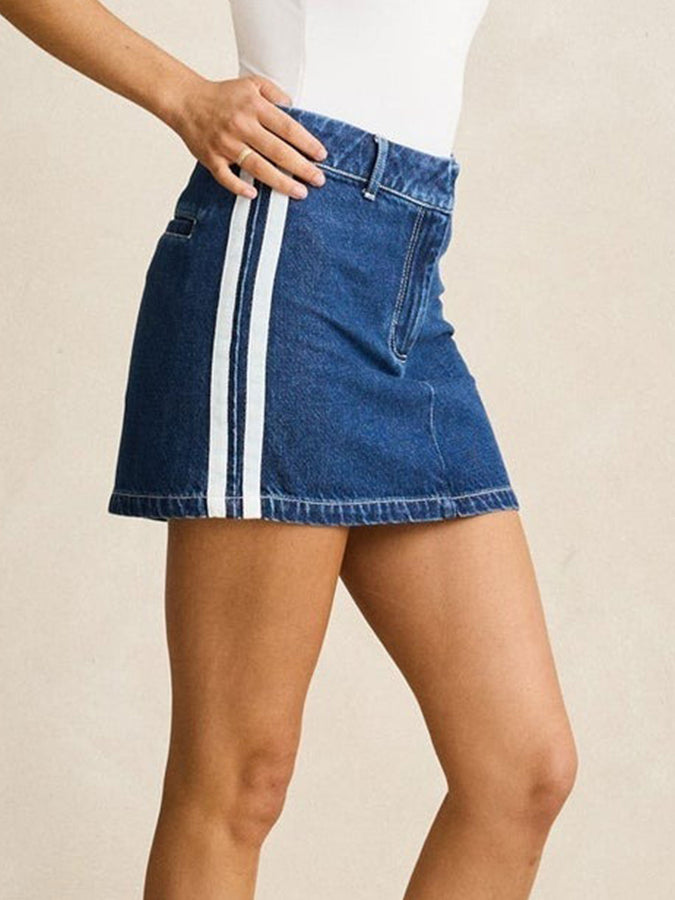 Rhythm Contrast Denim Skirt Fall 2026 | BLUE
