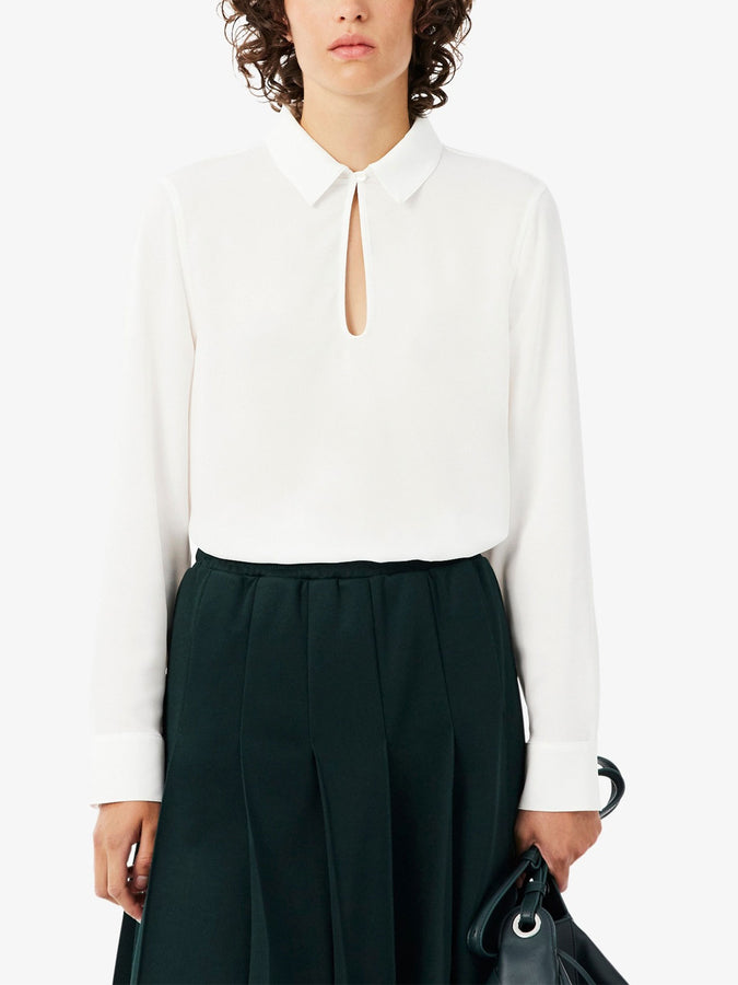 Lacoste Regular Fit Printed Popover Long Sleeve Top Fall 2026 | WHITE (70V)
