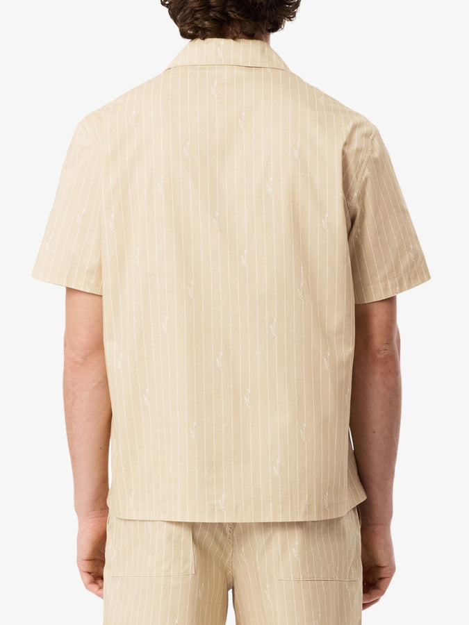 Lacoste Relaxed Twill Print S/S Buttondown Shirt Spring 2026 | BEIGE/WHITE (2IU)