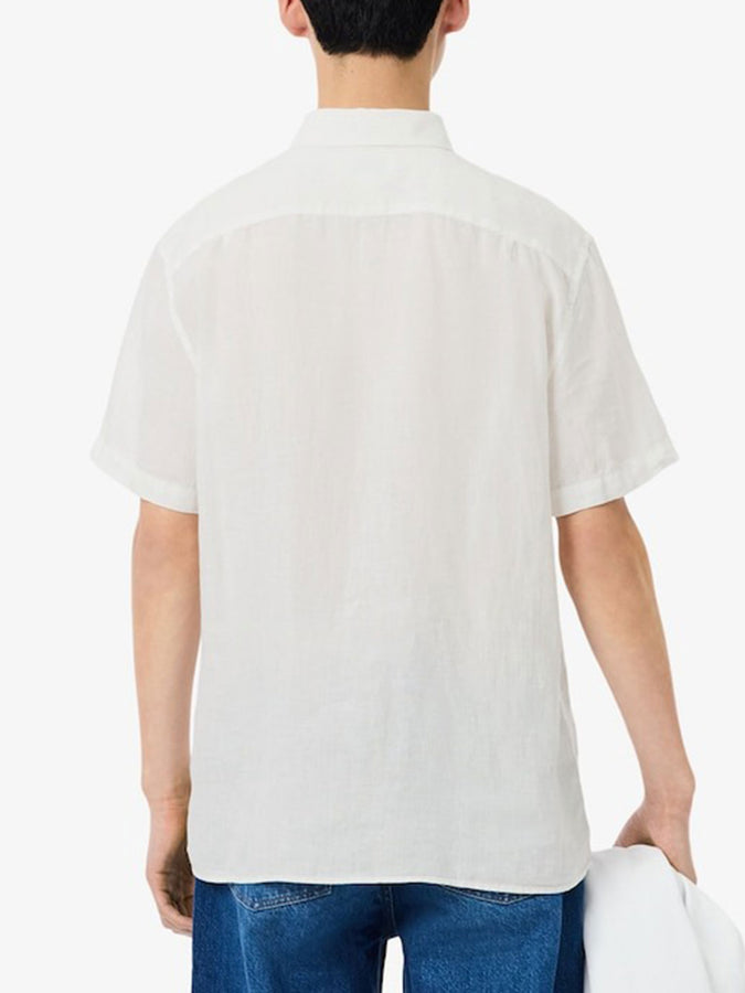 Lacoste Linen Short Sleeve Buttondown Shirt Holiday 2025 | WHITE (001)