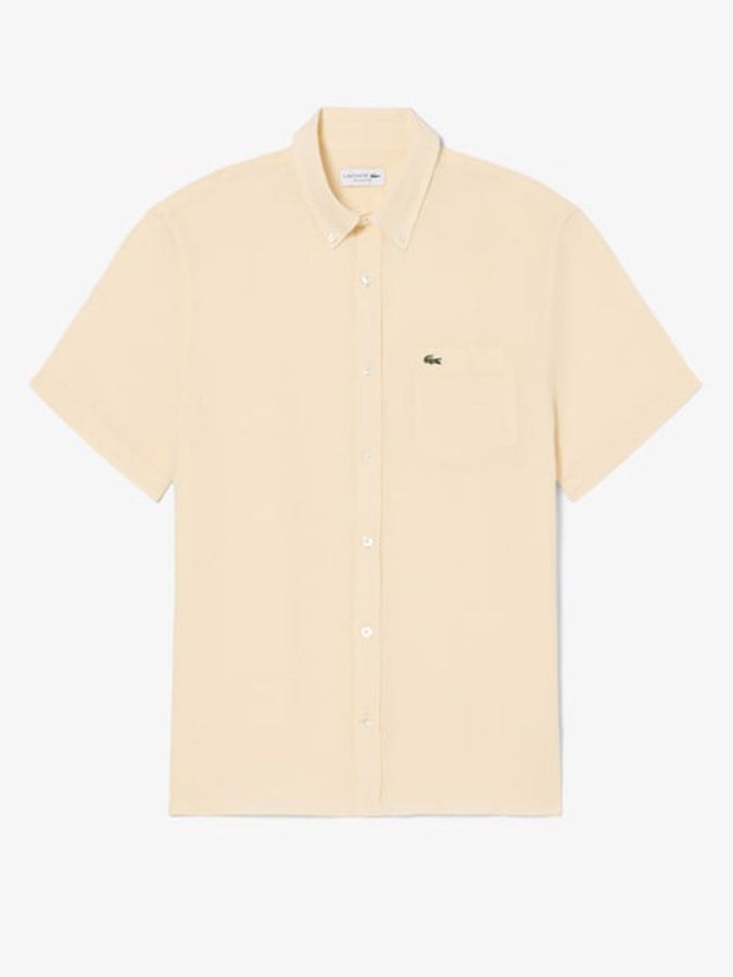 Lacoste Linen Short Sleeve Buttondown Shirt Spring 2026 | BEIGE (056)