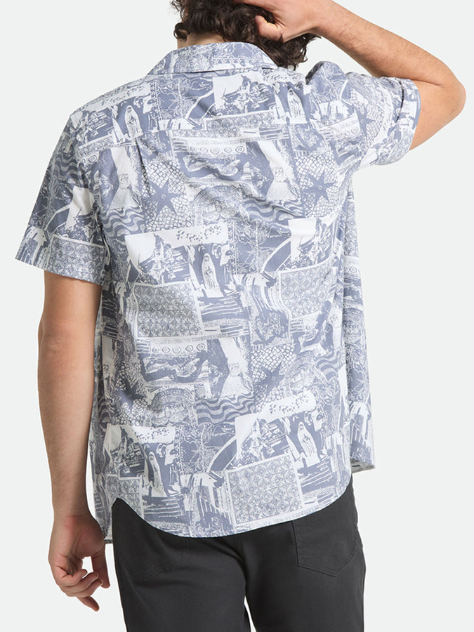 Brixton Charter Print Short Sleeve Buttondown Shirt | NAVY/WHITE COLLAGE