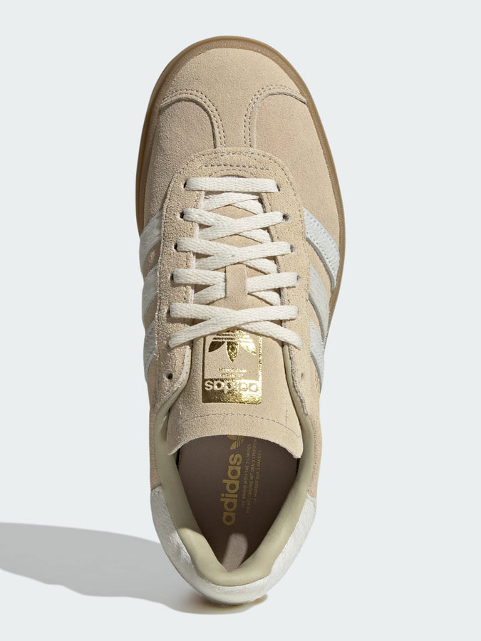 Adidas Gazelle Bold Stone Khaki/Cream White/Gold Metallic Shoes Spring 2026 | STNE KHAKI/CREAM WHT/GOLD MTLC