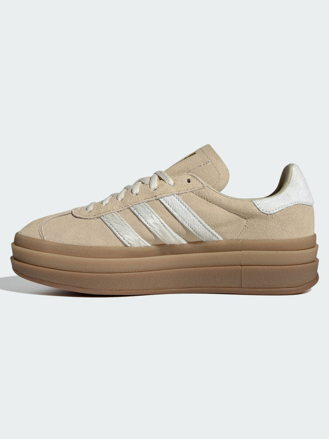 Adidas Gazelle Bold Stone Khaki/Cream White/Gold Metallic Shoes Spring 2026 | STNE KHAKI/CREAM WHT/GOLD MTLC