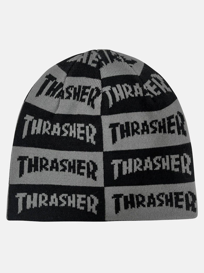 Thrasher Mag Checkered Skully Beanie | BLACK/GREY
