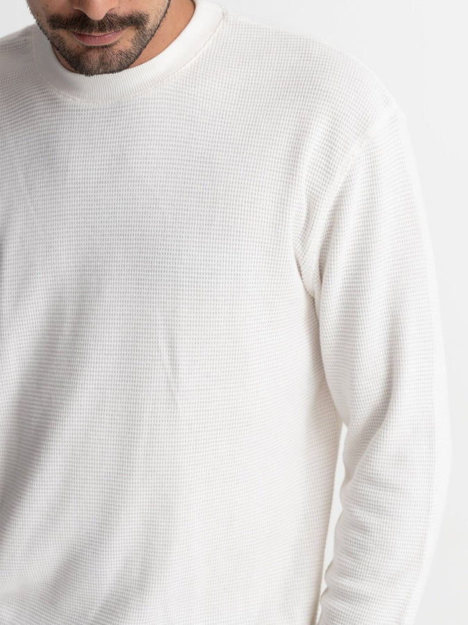 Rhythm Classic Waffle Long Sleeve T-Shirt Spring 2024 | VINTAGE WHITE