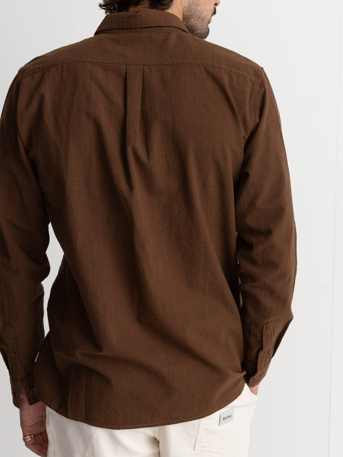 Rhythm Classic Linen Long Sleeve Buttondown Shirt Spring 2024 | CHOCOLATE