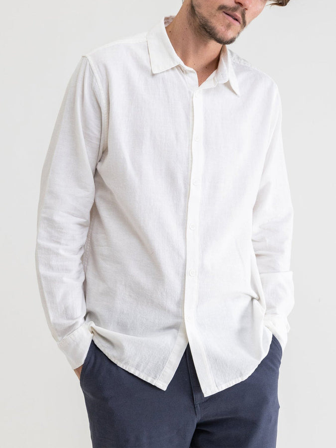 Rhythm Classic Linen Long Sleeve Buttondown Shirt Spring 2024 | VINTAGE WHITE