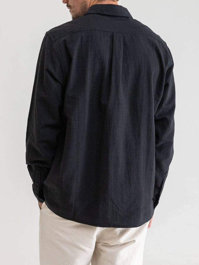 Rhythm Classic Linen Long Sleeve Buttondown Shirt Spring 2024 | VINTAGE BLACK