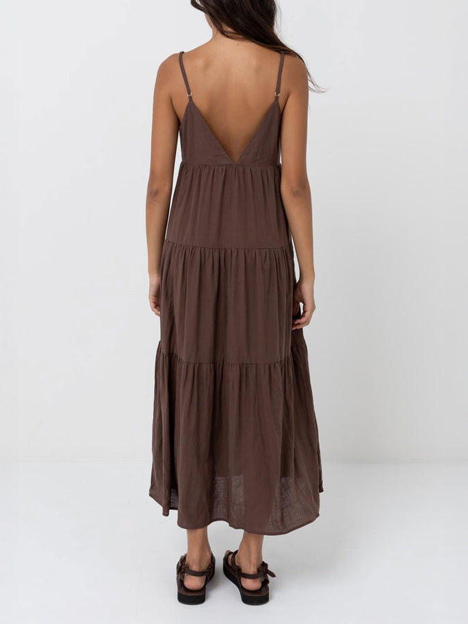 Rhythm Classic Tiered Midi Dress Spring 2026 | CHOCOLATE